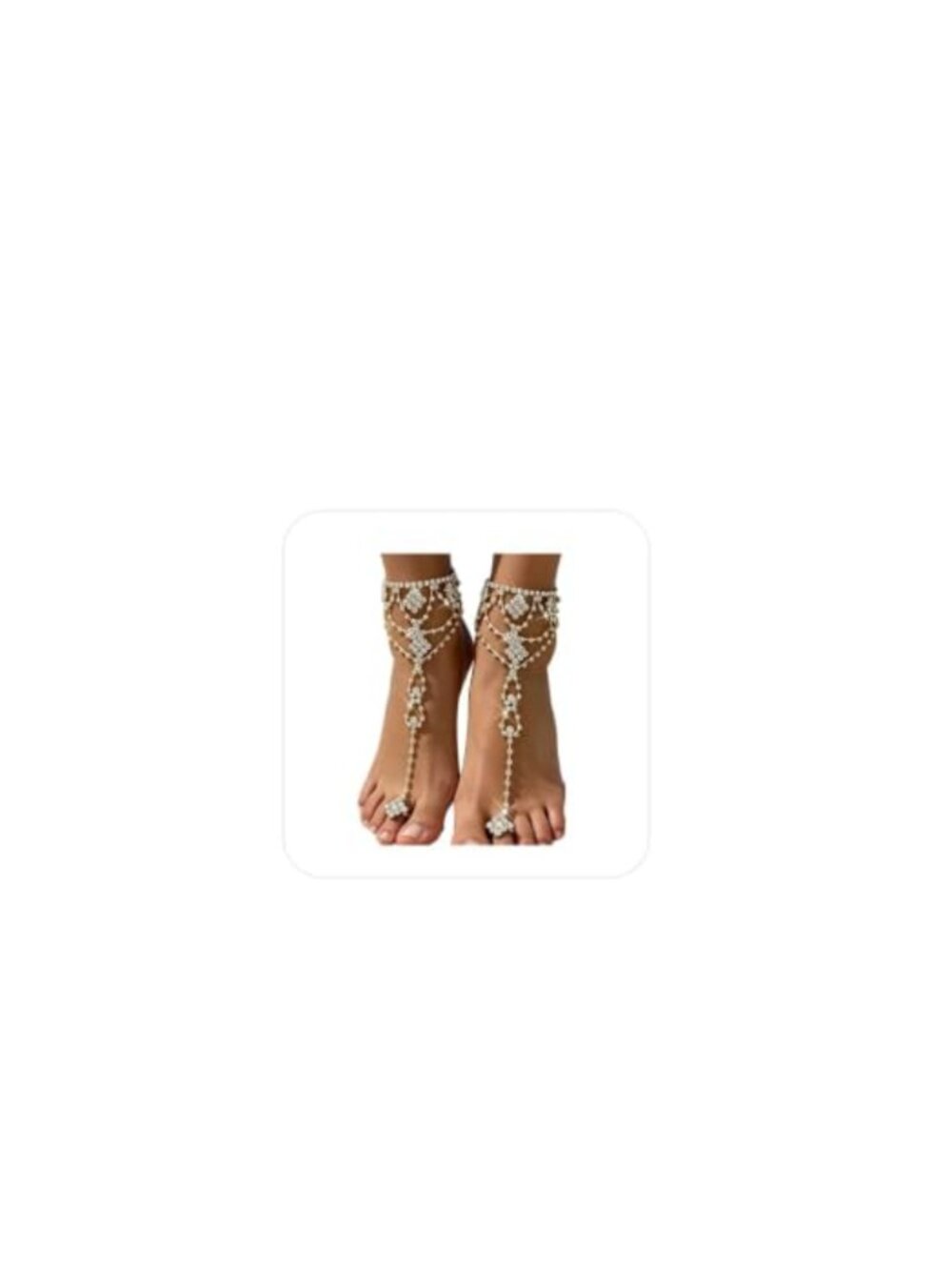 Rhinestone Toe Ring Anklet Barefoot Sandal Foot Chain Summer Beach Jewelry